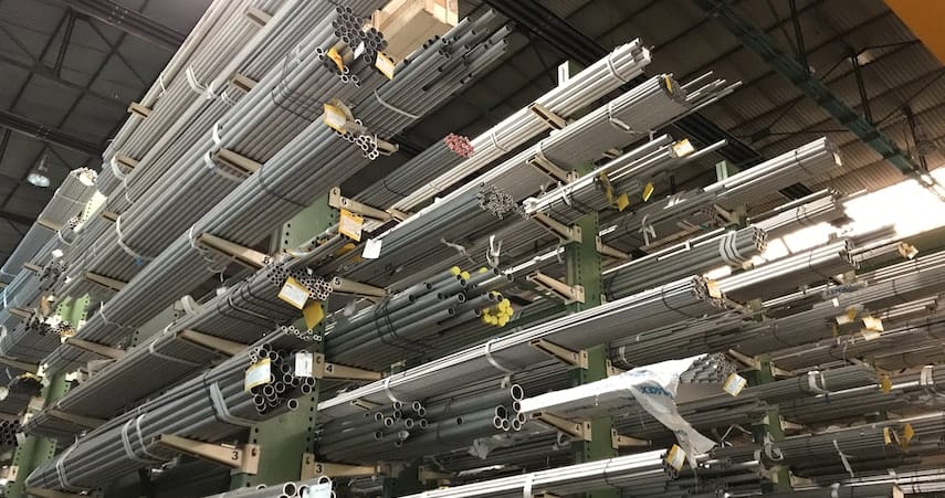 steel pipes in an efficient warehouse